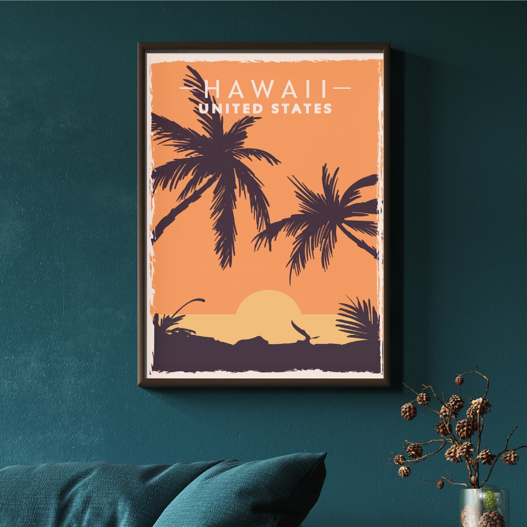 Hawaii Travel Poster Hawaiian Decor Aloha Hawaii Beach - Etsy