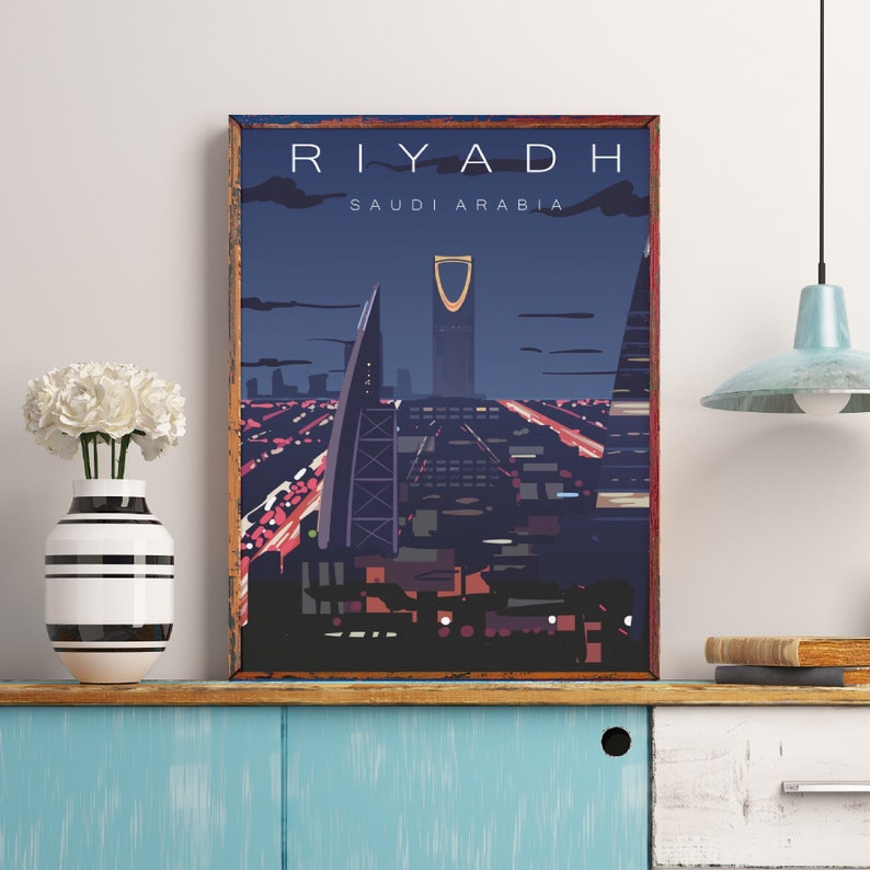 Riyadh Travel Poster Saudi Arabia Print Kingdom Tower Etsy
