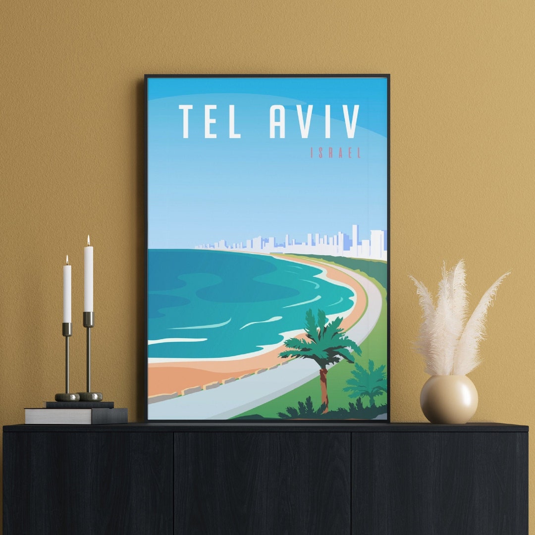 Israel Travel Poster Tel Aviv Print Jerusalem Beach Tel - Etsy