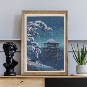 Snow at Katata Ukimido Shrine Tsuchiya Koitsu, Japanese Print, Japanese Art, Japanese Painting, Museum Print, Aesthetic Poster,Ukiyoe Poster image 3