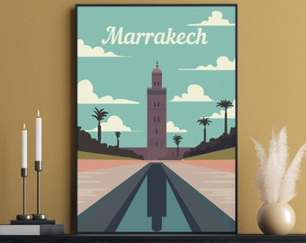 Maroc Art Print, Marrakech Travel Poster, Koutoubia Mosque Print, Royaume du Maroc, Morocco Decor, Islamic Wall Art, Arabic Print