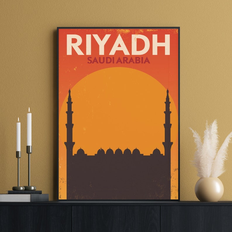 Riyadh Travel Poster Saudi Arabia Print Al Rajhi Grand Etsy