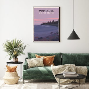 Minnesota Travel Poster, Vintage Rustic, Minnesota Lake, Minnesota ...