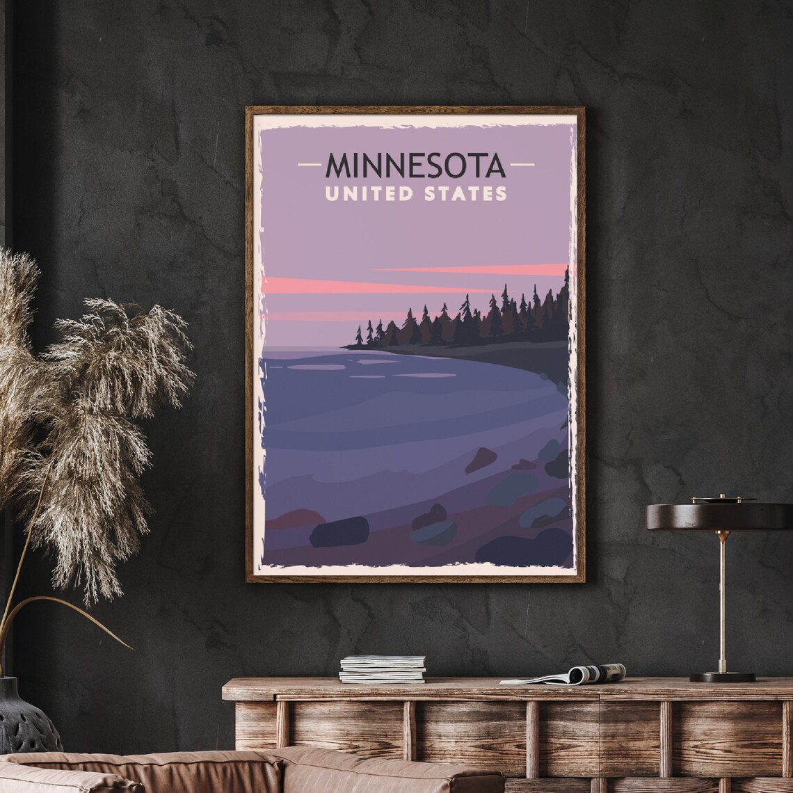 Minnesota Travel Poster Vintage Rustic Minnesota Lake | Etsy