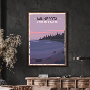 Minnesota Travel Poster Vintage Rustic Minnesota Lake | Etsy