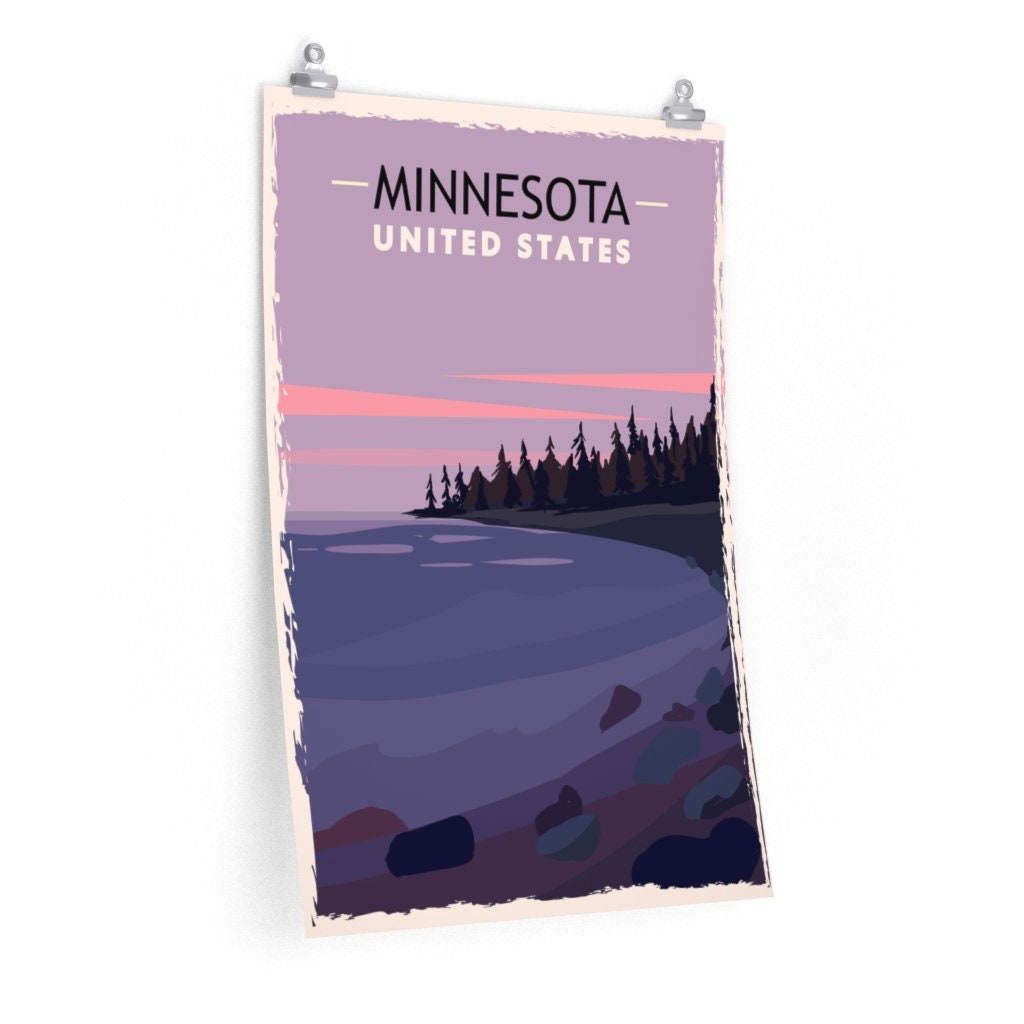 Minnesota Travel Poster Vintage Rustic Minnesota Lake - Etsy
