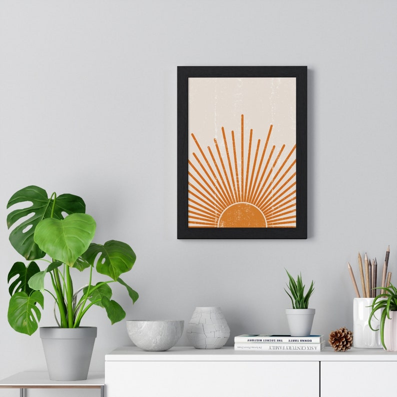 Rising Sun Wall Art Boho Wall Art Decor Mid Century Modern Etsy