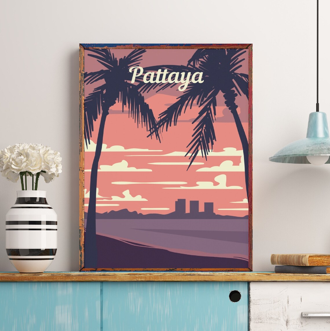 Pattaya Print Thailand Travel Poster Thailand Gift Pattaya Etsy