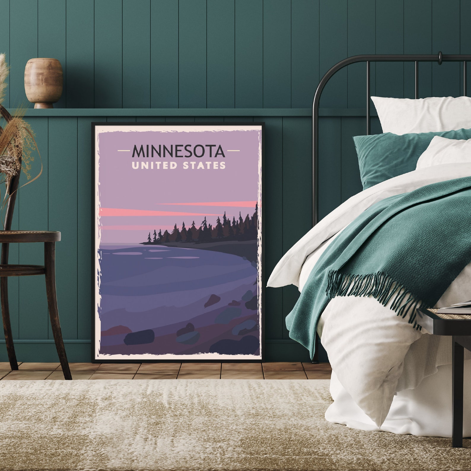 Minnesota Travel Poster Vintage Rustic Minnesota Lake - Etsy