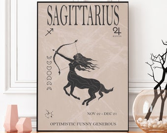 Sagittarius Astrology Print, Boho Wall Decor, Sagittarius Zodiac Gifts, Horoscope Wall Art, Bohemian Decor, Sagittarius Birthday Prints