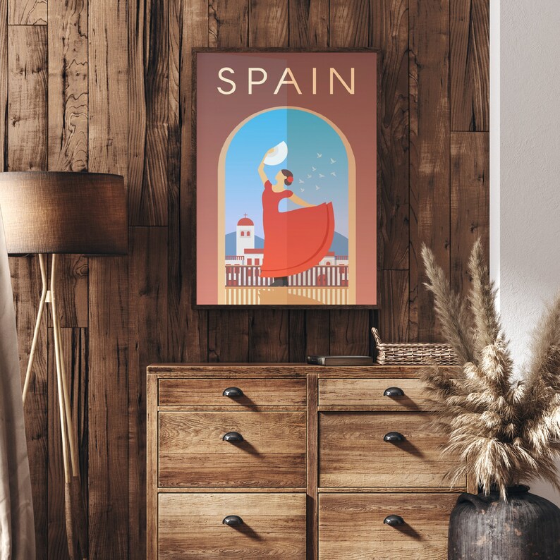 Spain Travel Poster Spanish Wall Art Barcelona Art Etsy