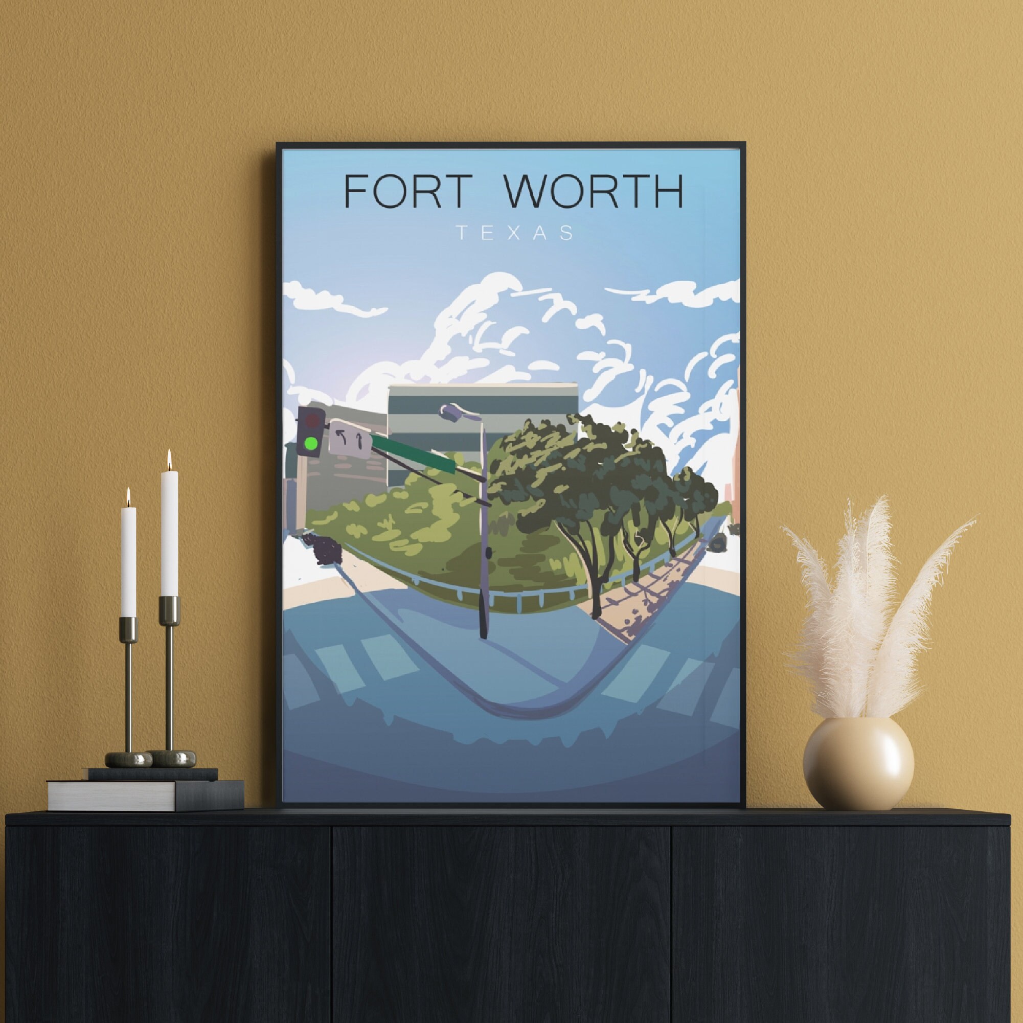 Fort Worth Travel Poste Downtown Fort Worth Fort Worth Wall Etsy