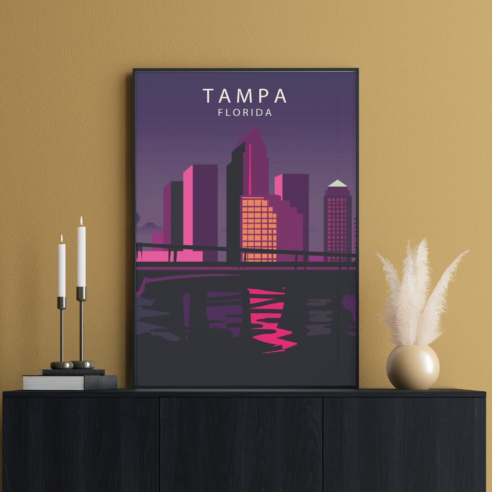 Tampa Travel Poster Tampa Skyline America Travel Florida Etsy
