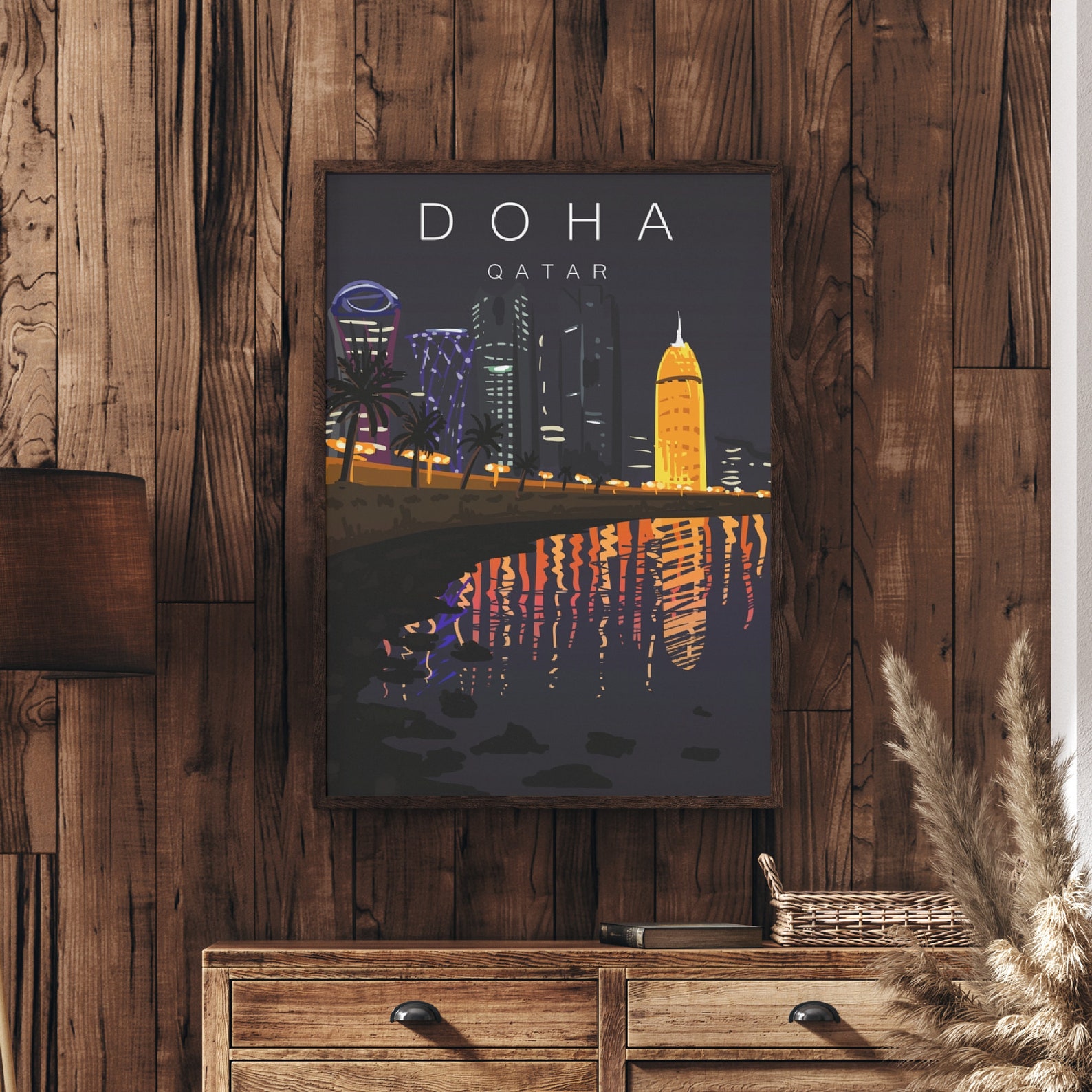Doha Travel Poster Doha Print Middle East Wall Art Etsy