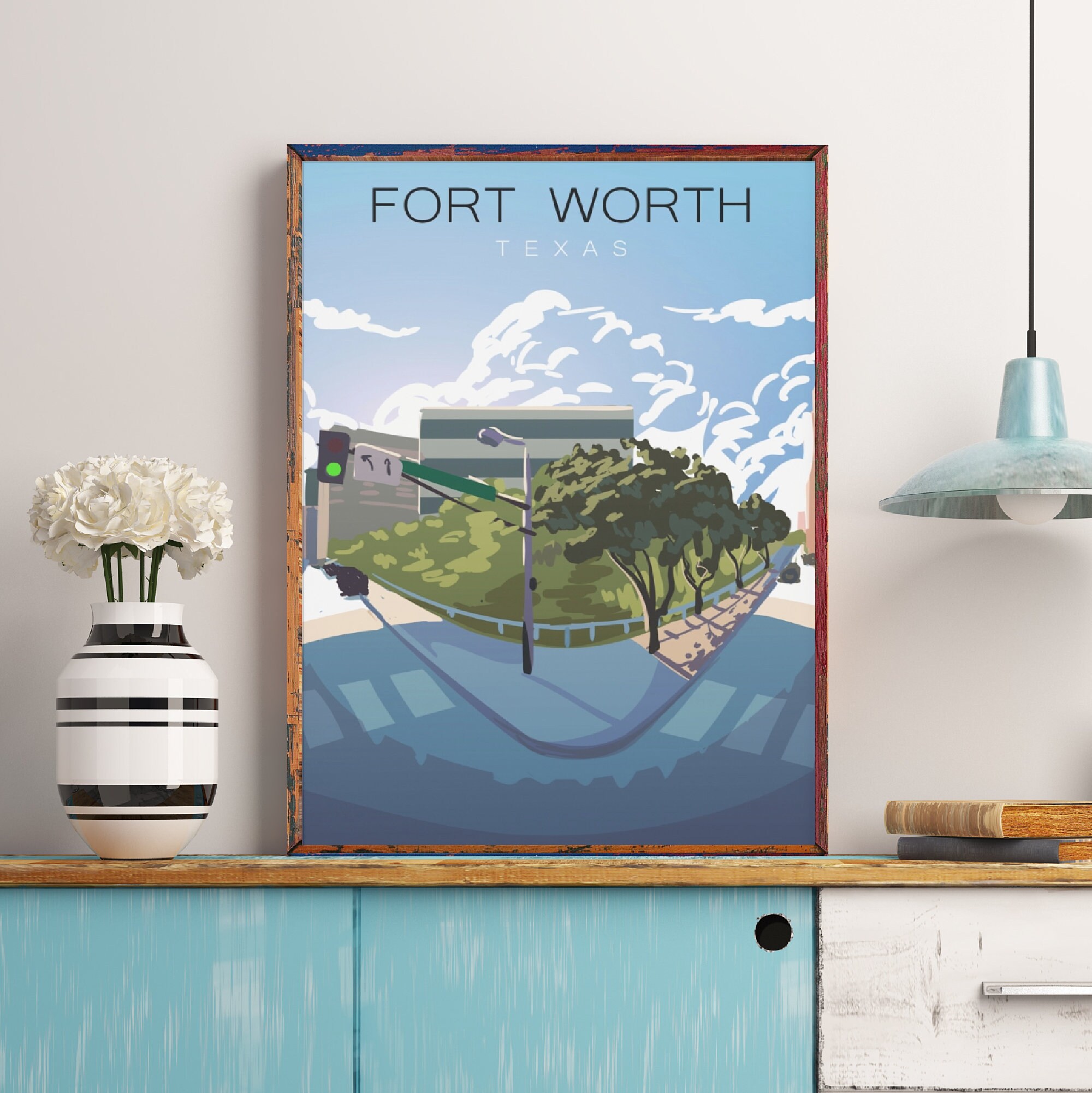 Fort Worth Travel Poste Downtown Fort Worth Fort Worth Wall Etsy