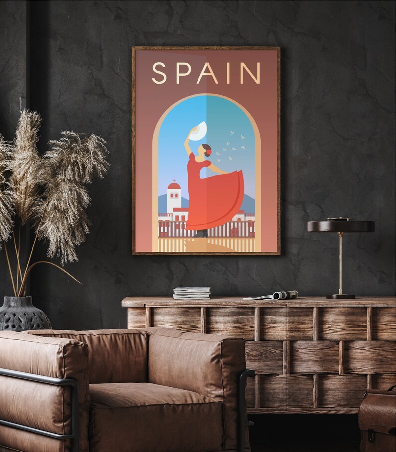 Spain Travel Poster Spanish Wall Art Barcelona Art Etsy