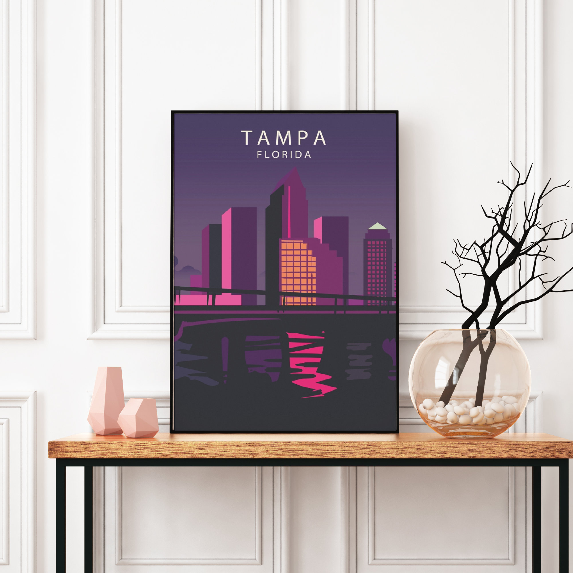 Tampa Travel Poster Tampa Skyline America Travel Florida Etsy