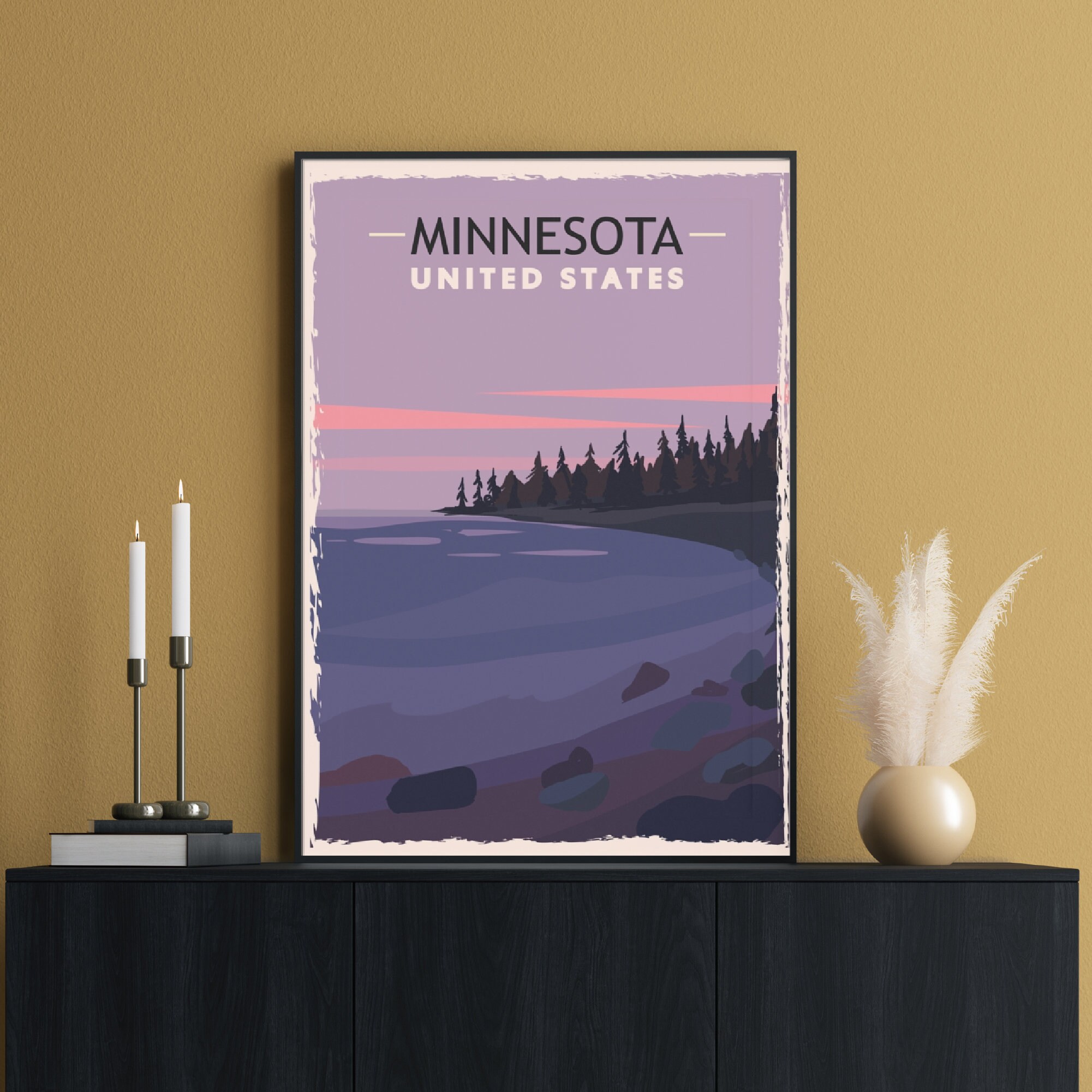 Minnesota Travel Poster Vintage Rustic Minnesota Lake - Etsy