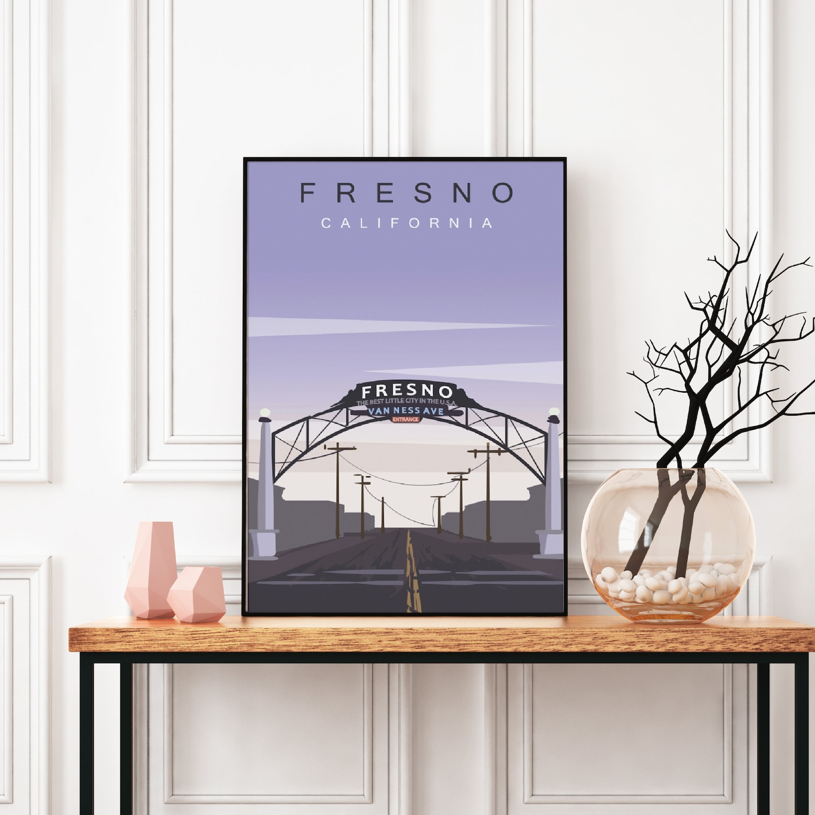 Fresno Travel Poster California Print Van Ness Avenue Etsy