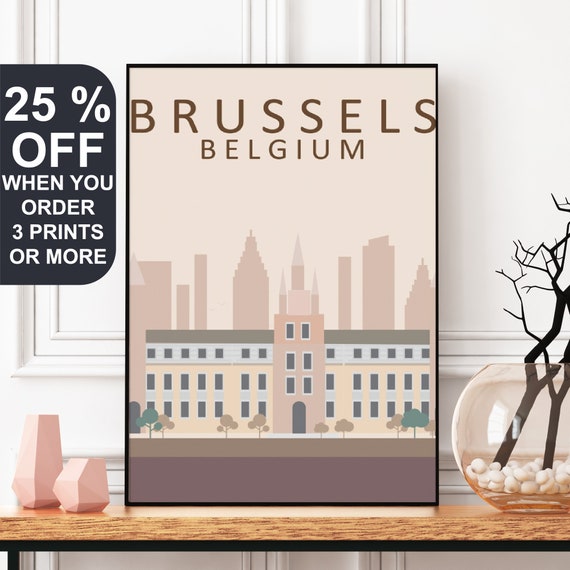 Opsplitsen Bende slachtoffers Belgium Travel Poster Brussels Print Grand Place Grote - Etsy