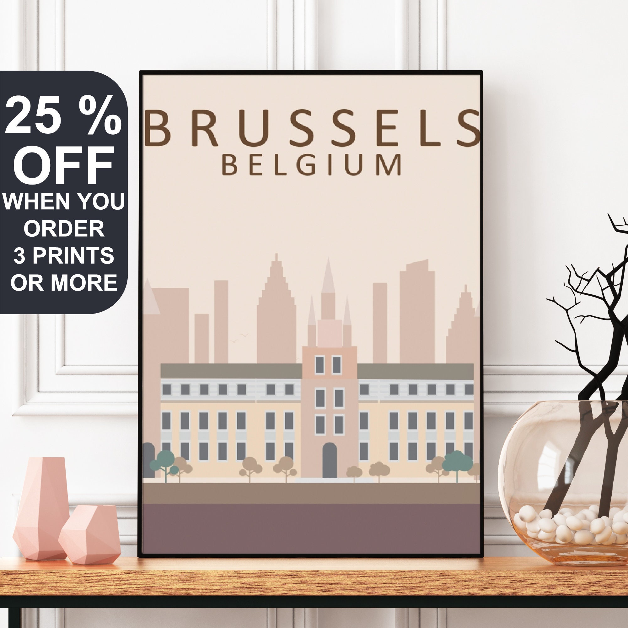nieuws sectie repetitie Belgium Travel Poster Brussels Print Grand Place Grote - Etsy