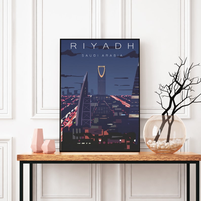 Riyadh Travel Poster Saudi Arabia Print Kingdom Tower Etsy