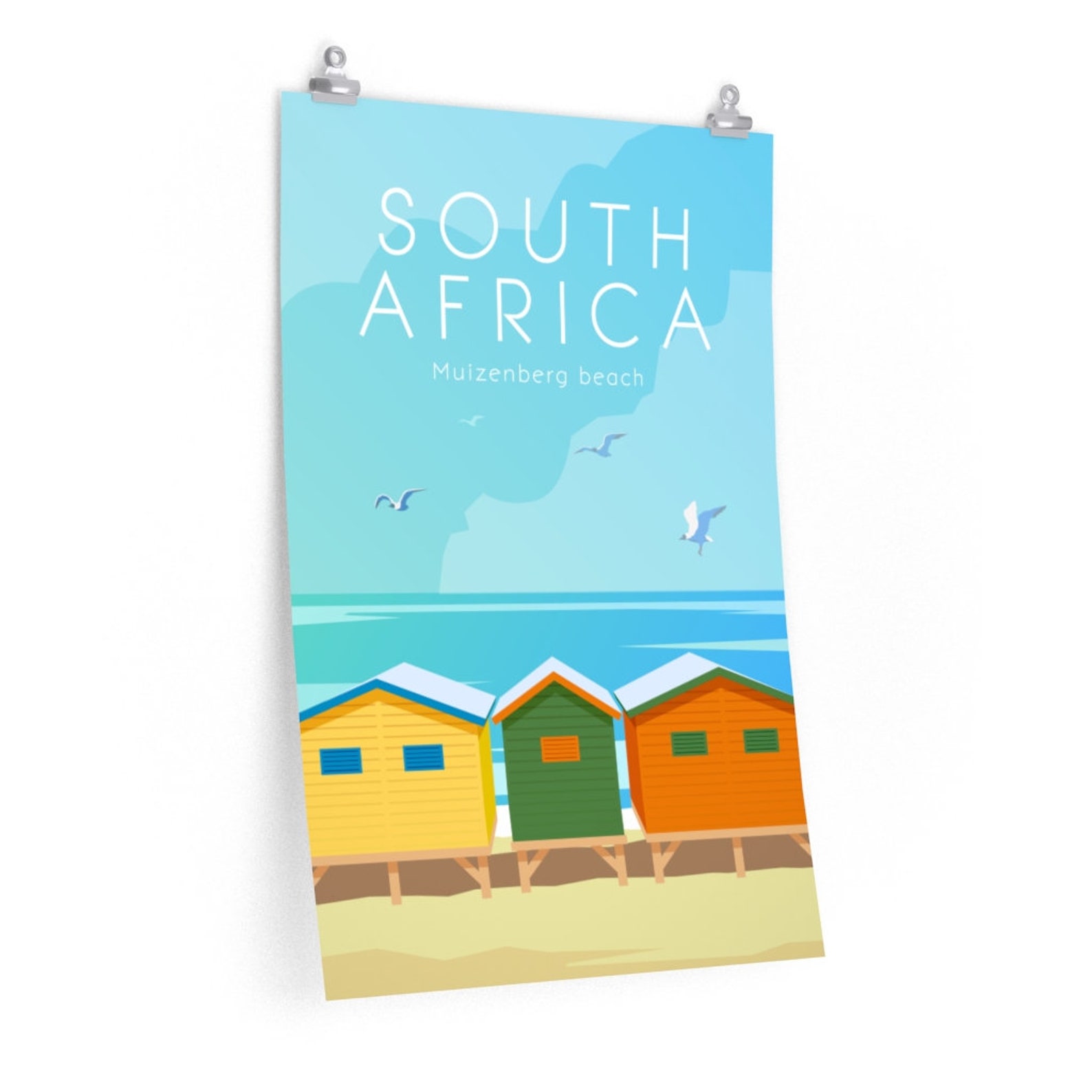Cape Town Poster South Africa Print St James's Beach Etsy