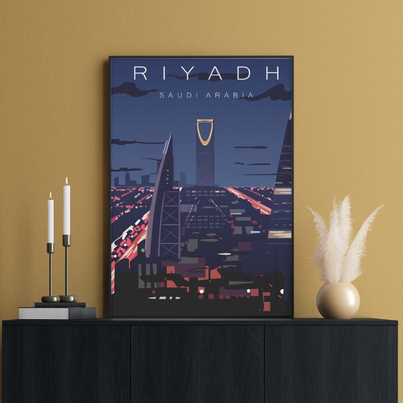 Riyadh Travel Poster Saudi Arabia Print Kingdom Tower Etsy