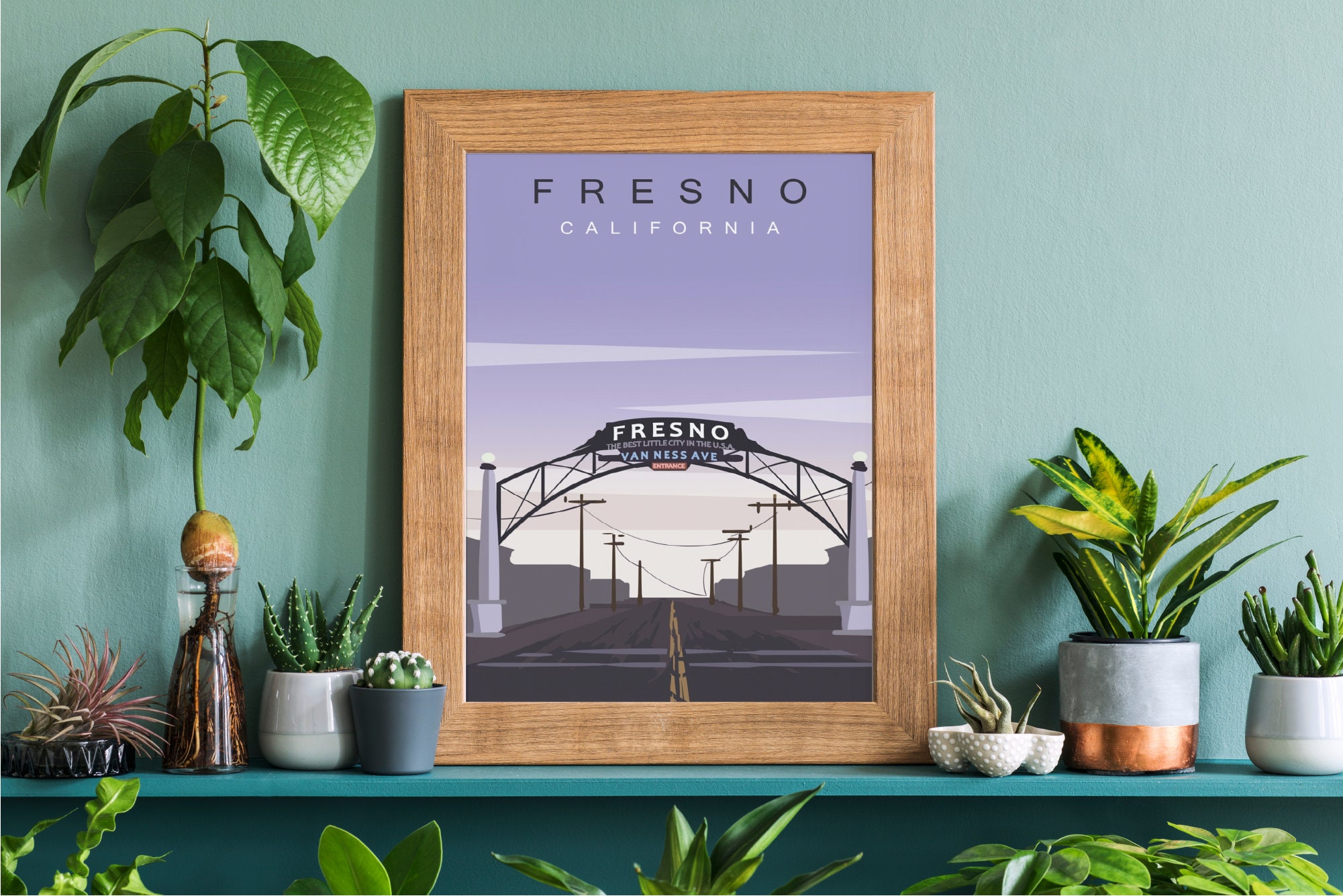 Fresno Travel Poster California Print Van Ness Avenue Etsy