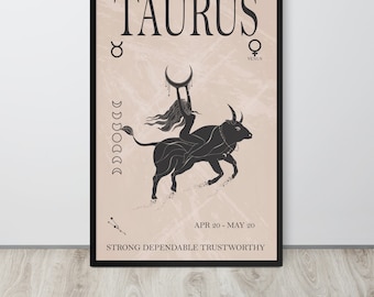 Taurus Astrology Print, Taurus Zodiac Gifts, Printable Wall Art, Taurus Birthday Prints, Astrology Print, Zodiac Poster, Boho Wall Art Decor