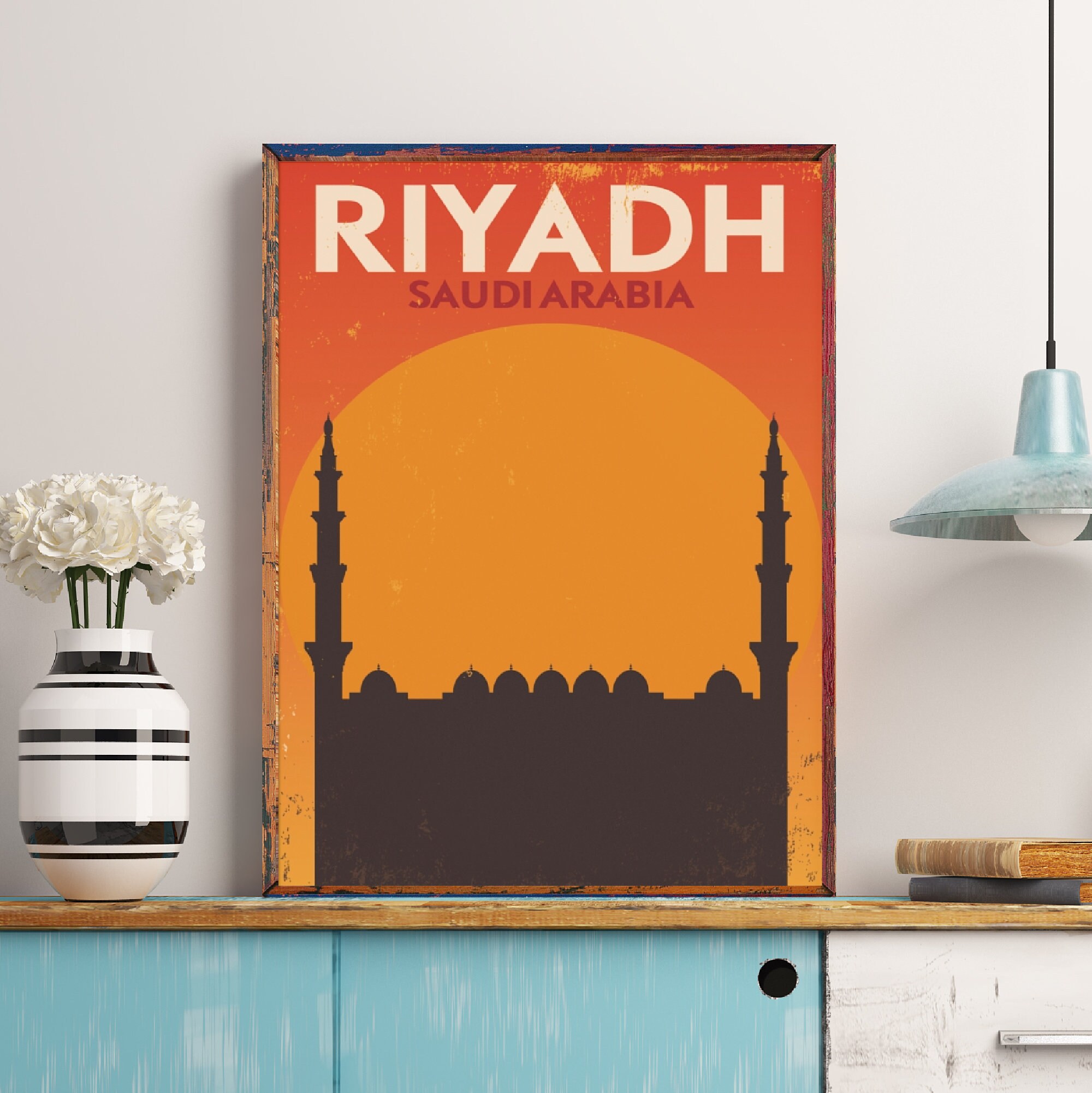 Riyadh Travel Poster Saudi Arabia Print Al Rajhi Grand Etsy