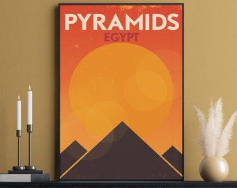 Affiche de voyage Egypte, Egypte Pyramides de Gizeh, Egypte Print, Africa Poster, Summer Print, Arabic Wall Art Decor, Egypt Art, Egyptian Wall Art