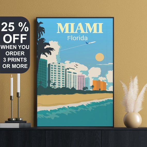 SOUTH BEACH MIAMI FLORIDA Wall Art Vacation Print Beach Print Poster