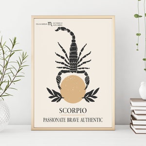 Scorpio Astrology Print, Scorpio Zodiac Sign, Scorpio Birthday Gift, Astrology Print, Zodiac Poster, Boho Wall Decor, Horoscope Wall Art image 5