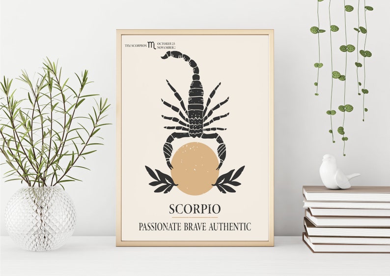 Scorpio Astrology Print, Scorpio Zodiac Sign, Scorpio Birthday Gift, Astrology Print, Zodiac Poster, Boho Wall Decor, Horoscope Wall Art image 5