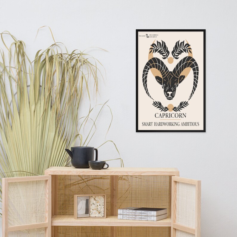 Capricorn Zodiac Print Digital Boho Wall Art Capricorn Etsy