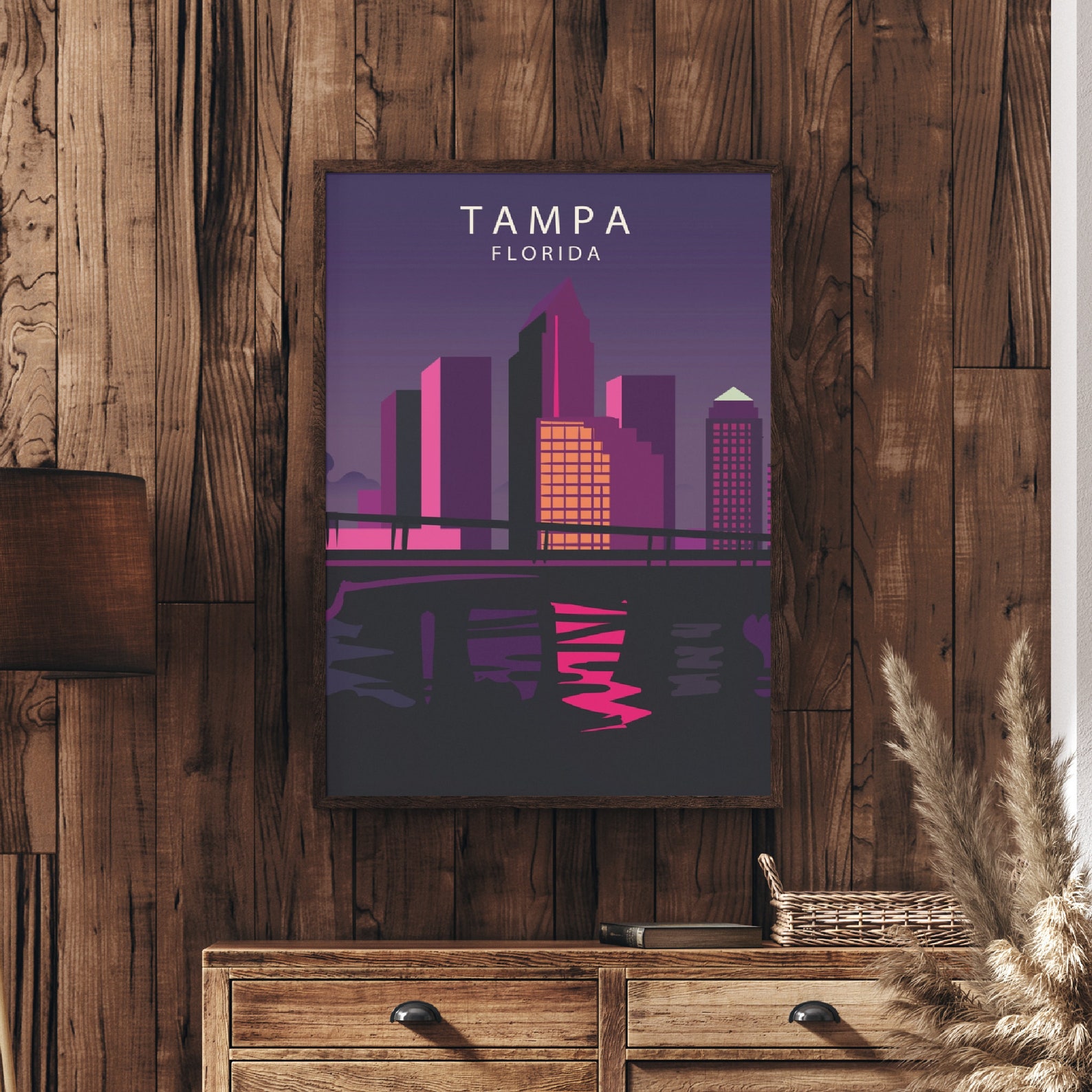 Tampa Travel Poster Tampa Skyline America Travel Florida Etsy
