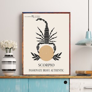 Scorpio Astrology Print, Scorpio Zodiac Sign, Scorpio Birthday Gift, Astrology Print, Zodiac Poster, Boho Wall Decor, Horoscope Wall Art image 8