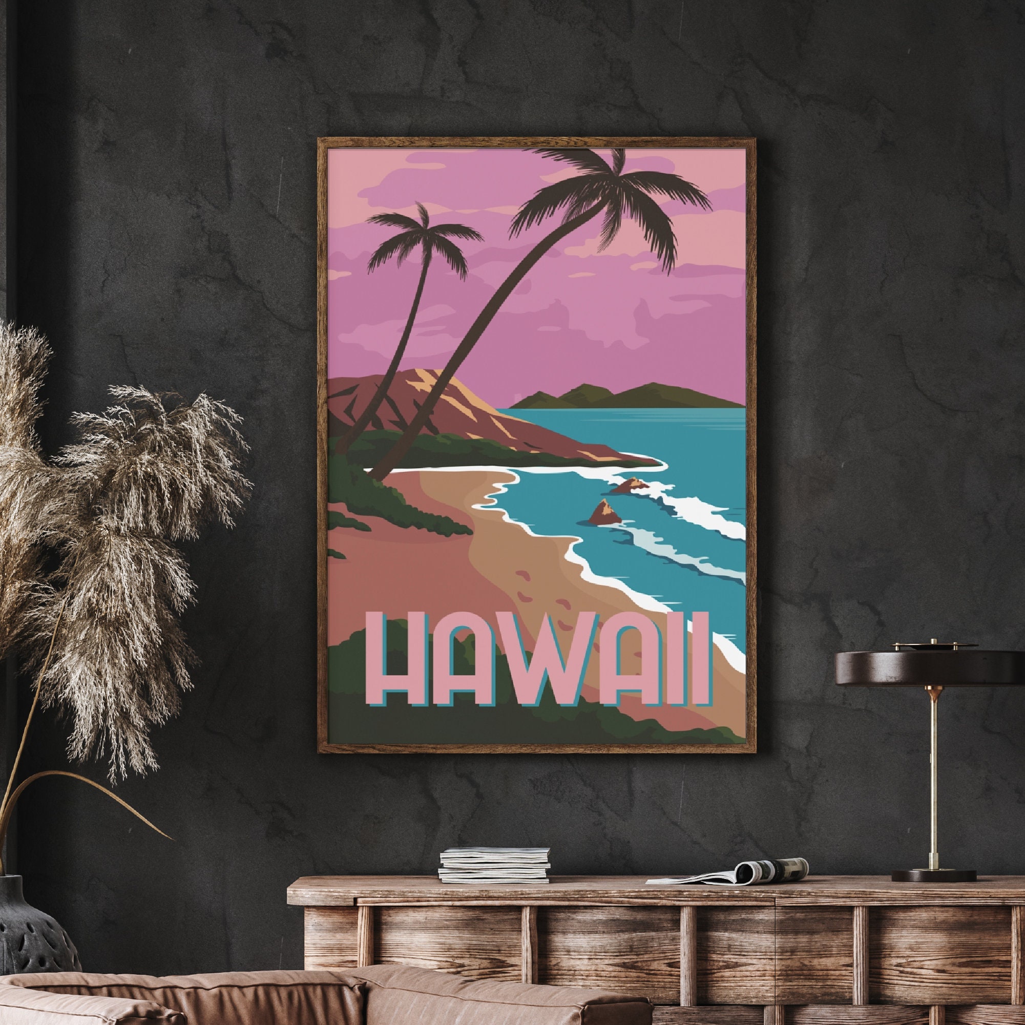 Retro Hawaii Travel Print Hawaii Wall Art Hawaiian Decor | Etsy