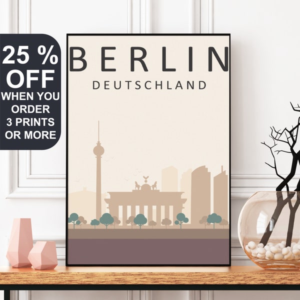 Germany Travel Poster, Berlin Print, Brandenburg Gate, Europe Travel Gift, Deutschland Art, Brandenburger Tor, Pariser Platz, East side