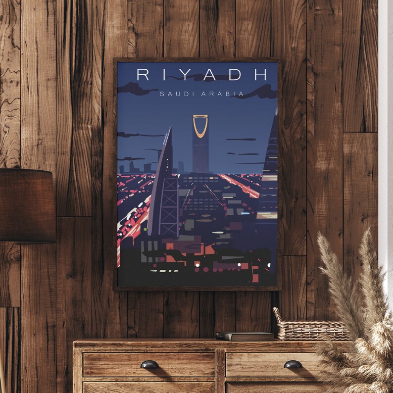 Riyadh Travel Poster Saudi Arabia Print Kingdom Tower Etsy