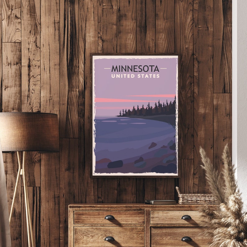 Minnesota Travel Poster Vintage Rustic Minnesota Lake - Etsy