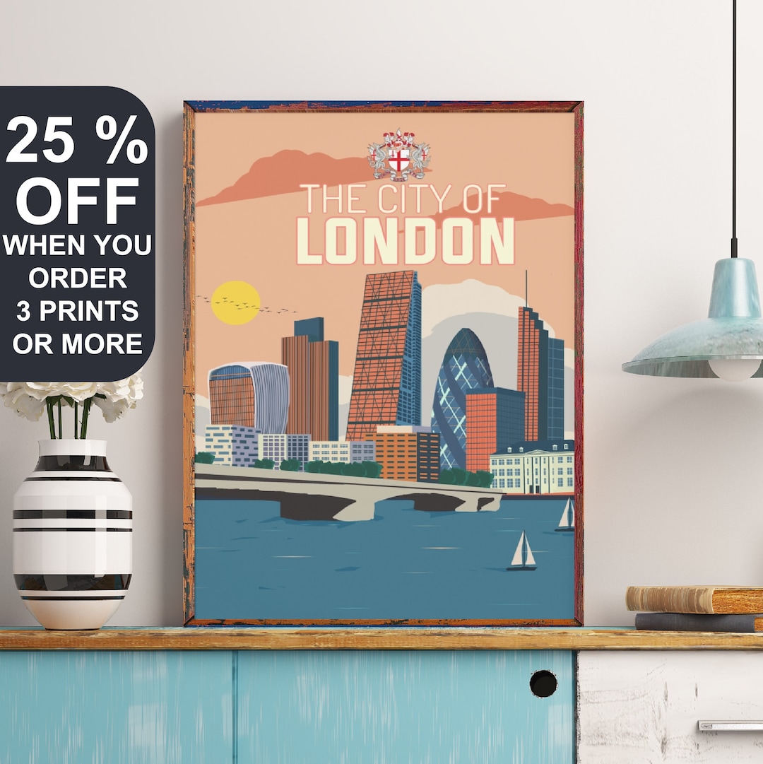 London Travel Poster, Retro London Print, England Wandkunst, United