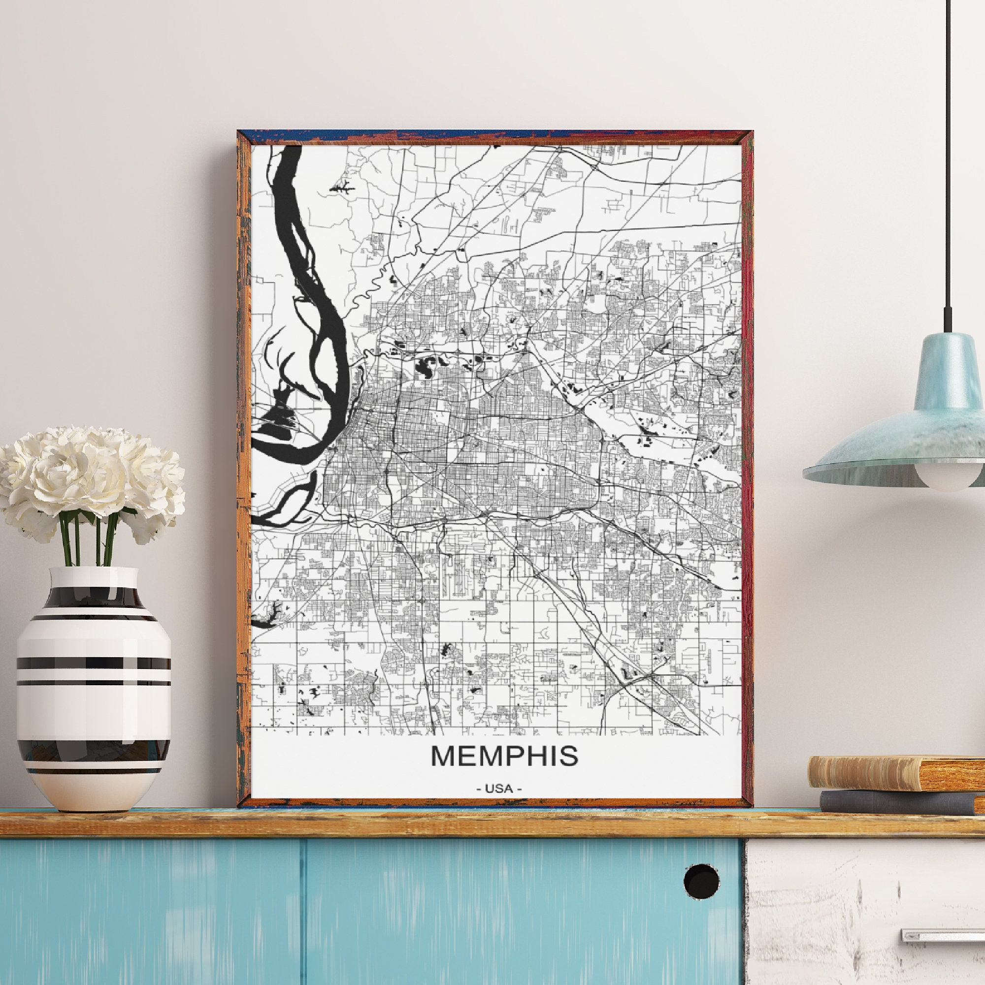 Memphis Map Print Tennessee Map Poster Memphis Fine Art - Etsy