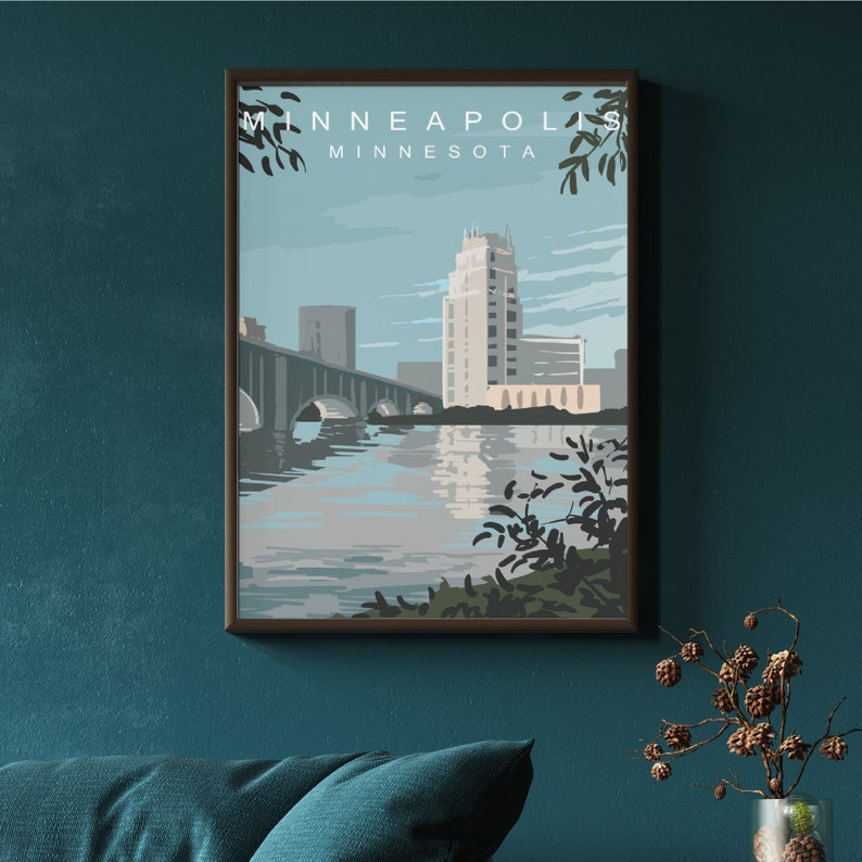 Minneapolis Art Print Minneapolis Skyline Minnesota Posters Etsy