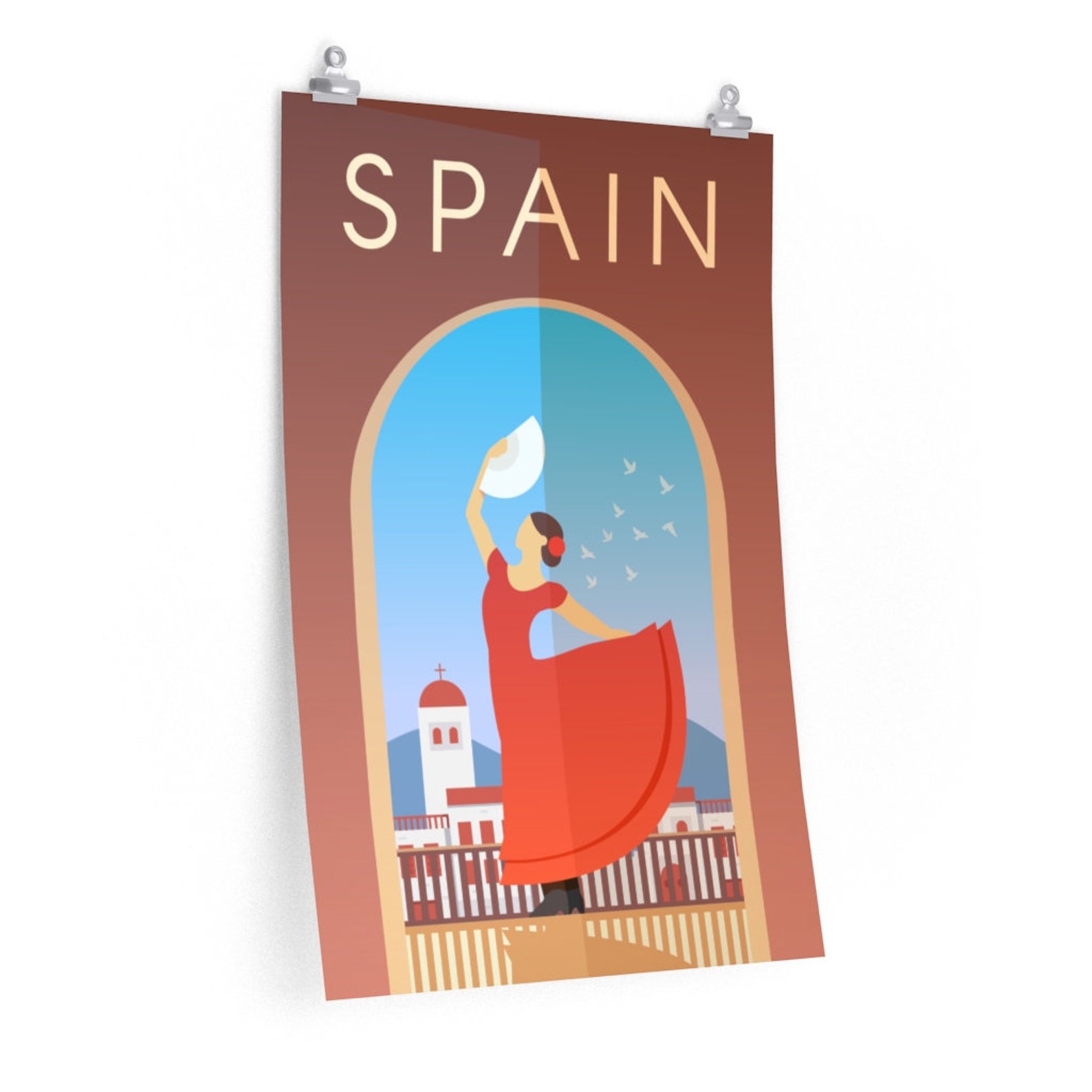 Spain Travel Poster Spanish Wall Art Barcelona Art - Etsy