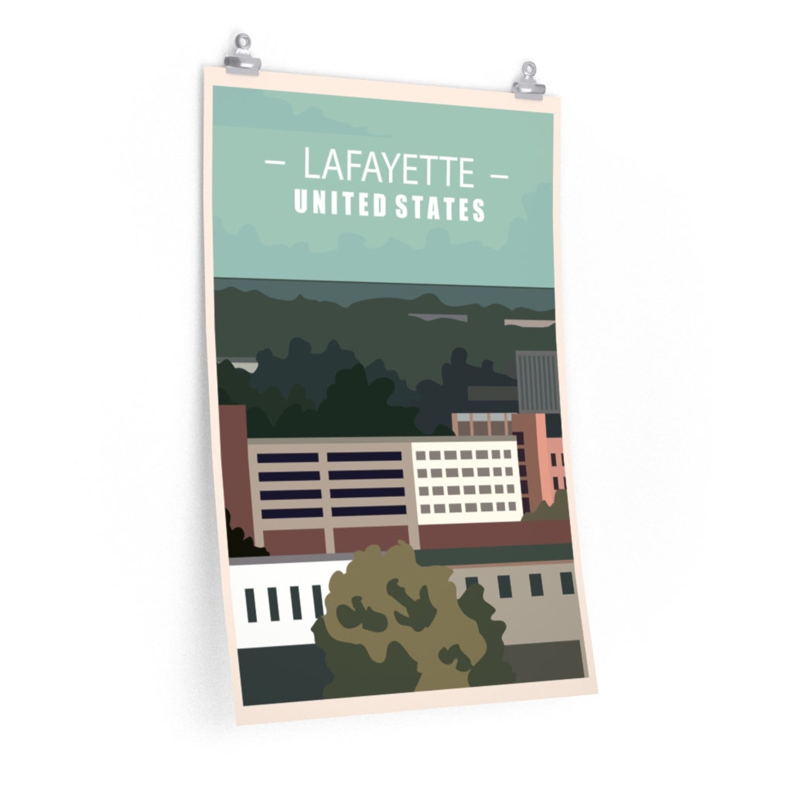 Louisiana Travel Poster Lafayette Print Lafayette Skyline Etsy