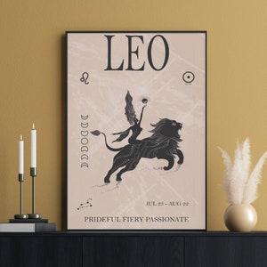 Leo Astrology Print, Boho Wall Art, Leo Zodiac Gifts, Leo Sign, Horoscope Wall Art, Birthday Prints, Bohemian Decor, Neutral Art, Leo Art