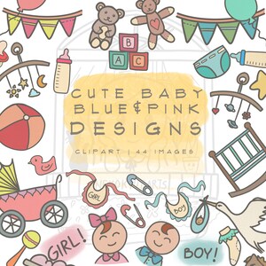 Baby Shower Kawaii Clipart, Baby Clipart, Chłopczyk, Dziewczynka, Butelka dla dziecka, Przyjęcie z okazji ujawnienia, Baby Sprinkle, Zaproszenie clipart, Ujawnienie płci