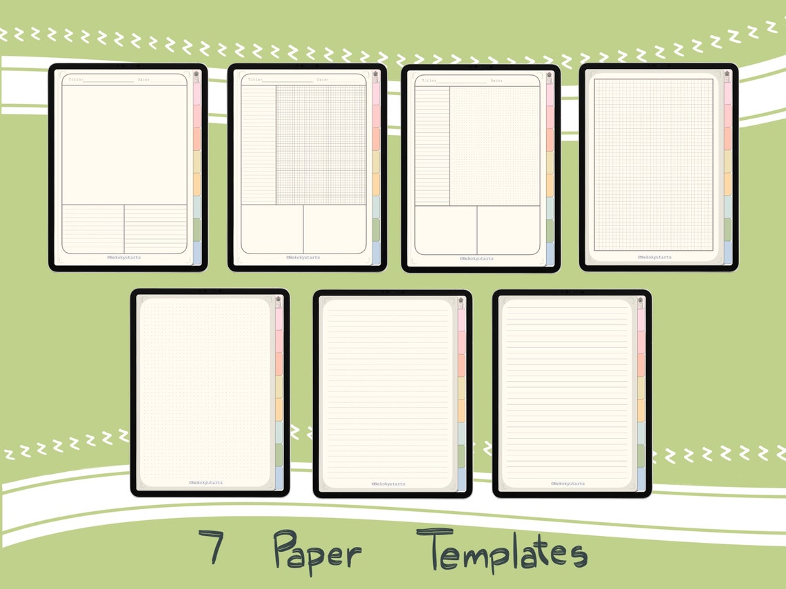 Kawaii Plant Themed Goodnotes Digital Notebook, Notability, 8 Hyperlinked Tabs, iPad Notebook